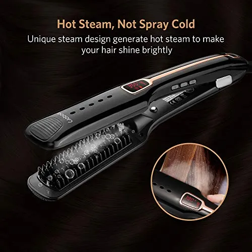 Piastra per capelli vapore, Professional Salon Vapor Ionic con infrarossi, pettine per riscaldamento in ceramica e capelli naturali per la cura dei capelli, temperatura da 250 ° F a 430 ° F