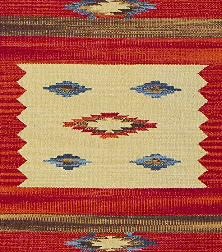 Jute & Co. Kilim Tappeto, Passatoia in Cotone di Alta qualità Tessuto a Mano, Multicolore, 60 x 120 cm