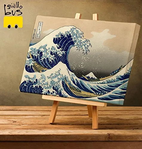 Giallobus - Quadro - Stampa su Tela Canvas - Hokusai - The Great Wave of Kanagawa - 70 X 100 Cm