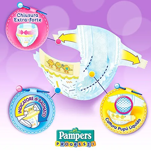 Pampers Progressi Pannolini Midi, Taglia 3 (4-9 kg), 28 Pannolini