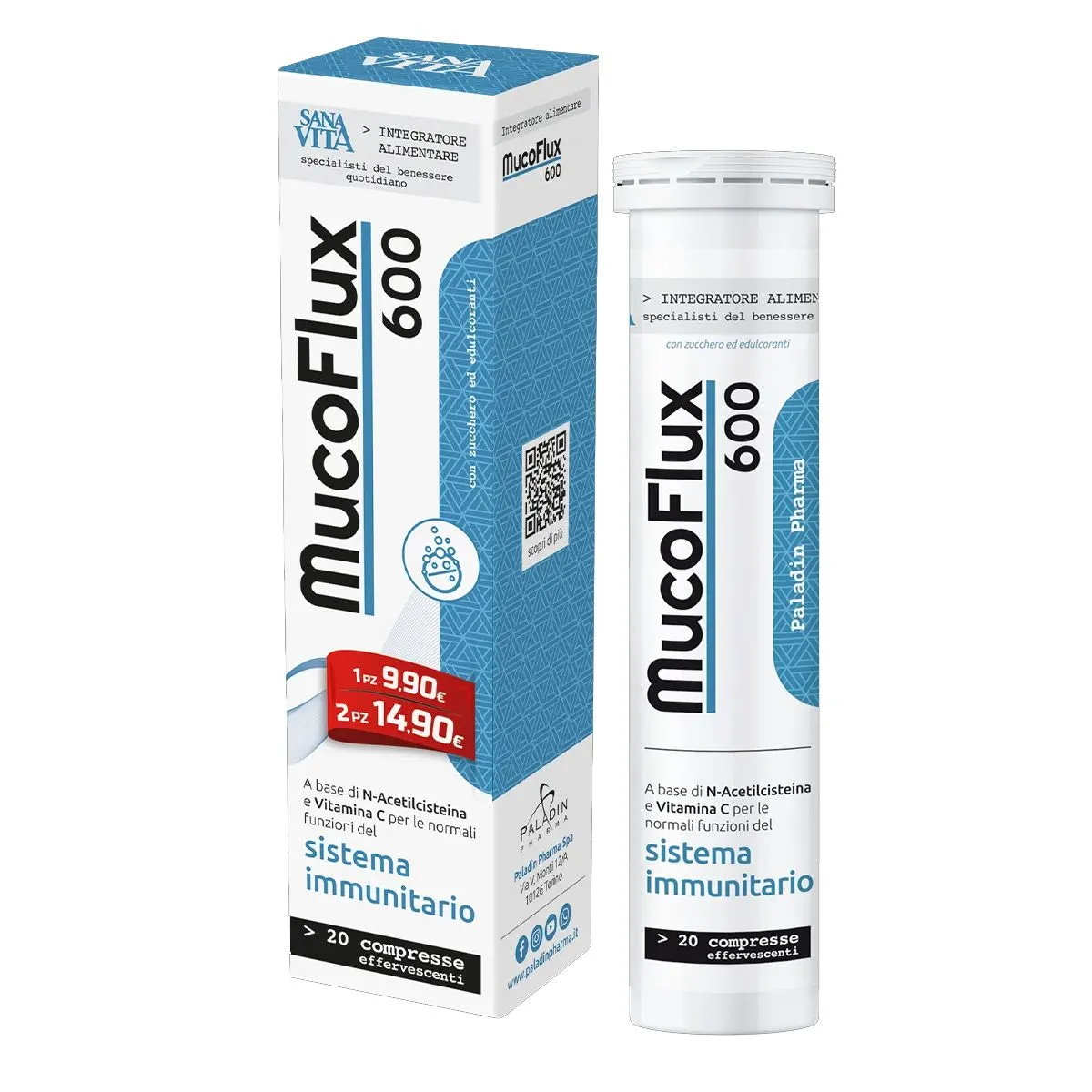  Mucoflux 600 Integratore Sistema Immunitario 20 Capsule Effervescenti