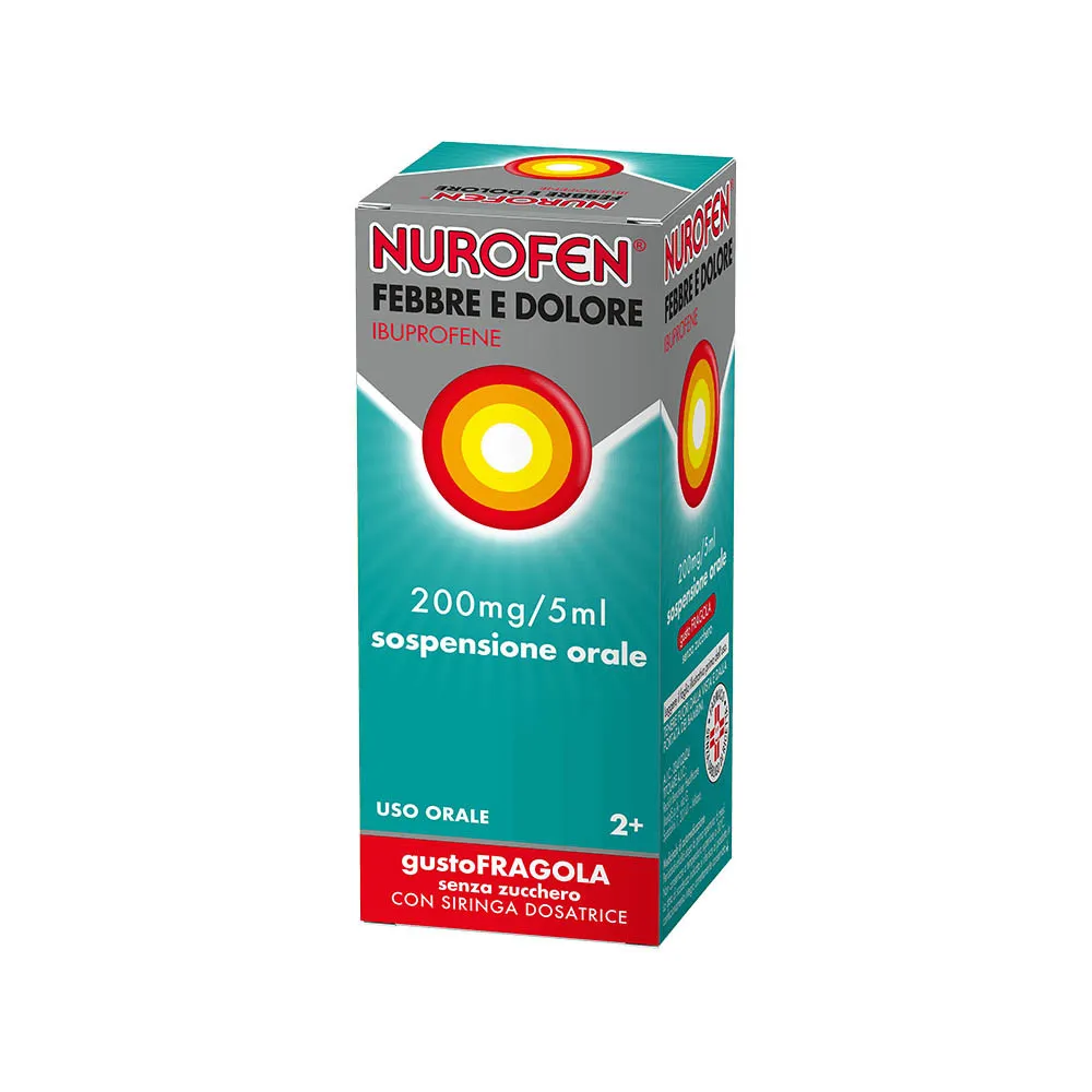  Febbre E Dolore Sciroppo Ibuprofene 200 Mg/5ml Gusto Fragola 100ml