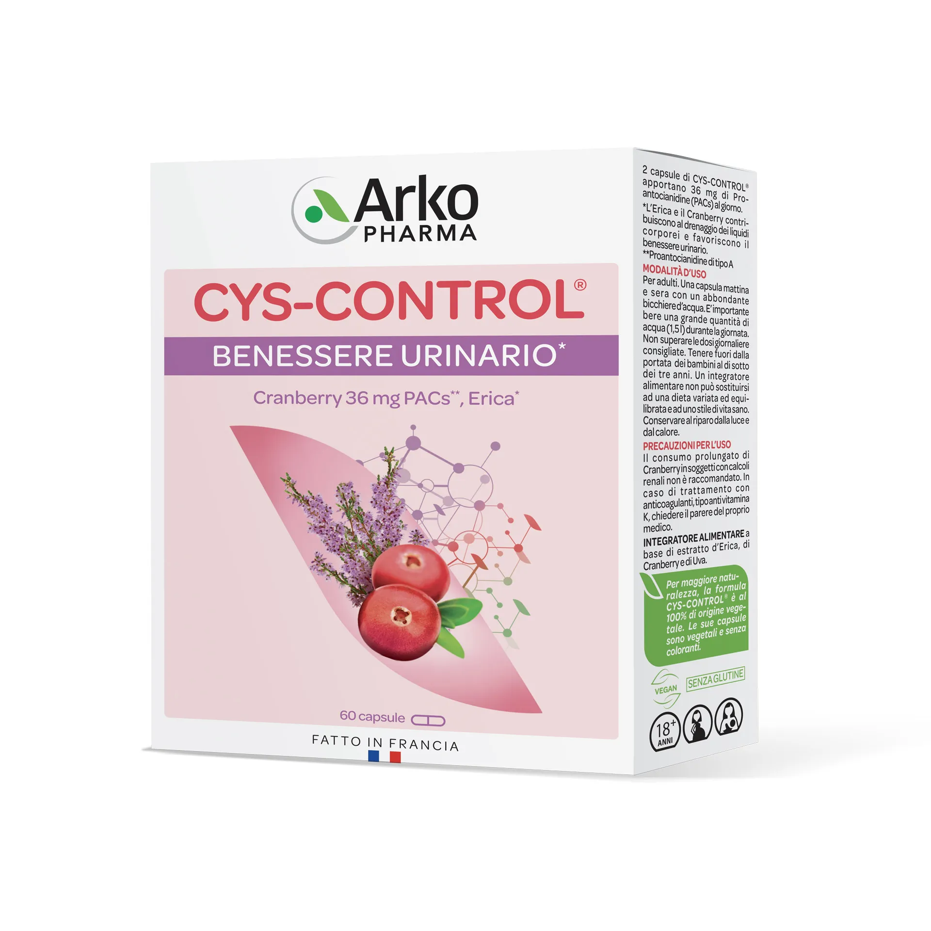 Arkopharma Cys-control Integratore Benessere Urinario 60 Capsule