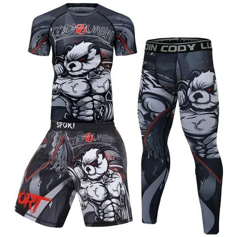 Set Da Boxe Da Uomo, Abbigliamento Sportivo A Compressione Fitness Da Corsa / Jogging [2 / Xxl]