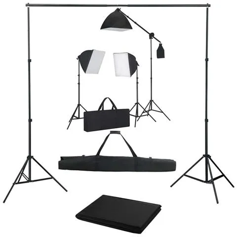 Kit Studio Fotografico Con Luci Softbox E Fondale