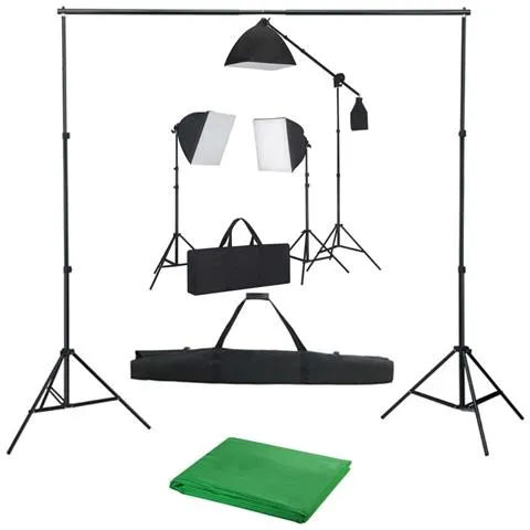 Kit Studio Fotografico Con Luci Softbox E Fondale