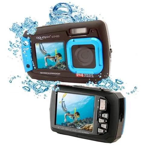 Fotocamera Subacquea W1400 Active Sensore CMOS 14 MP Zoom 4x Dual Screen 2,7'' 3 Metri Waterproof USB Blu