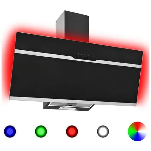 Cappa Rgb Con Led 90 Cm In Acciaio Inox E Vetro Temperato