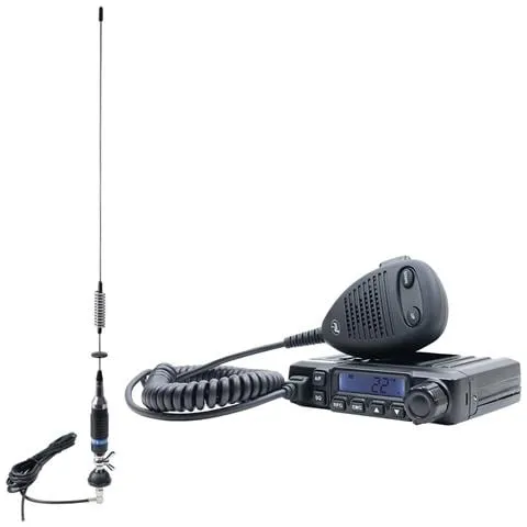 Cb Pni Escort Hp 6500 Asq Radio Station Pack, Guadagno Rf, 4w, 12v + Cb Pni S75 Antenna Con Cavo 7-9km E Supporto Fisso