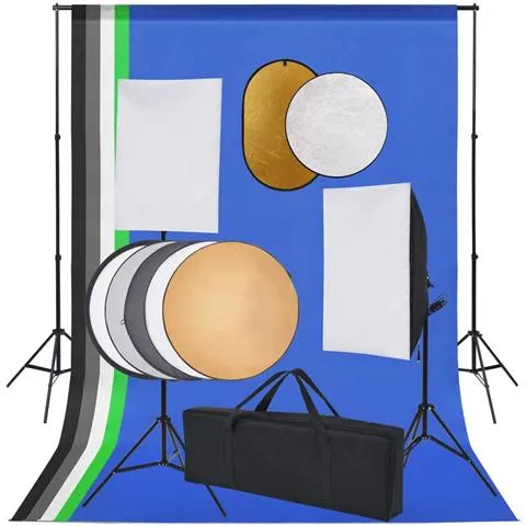 Kit Studio Fotografico Con Luci Softbox Fondale E Riflettore