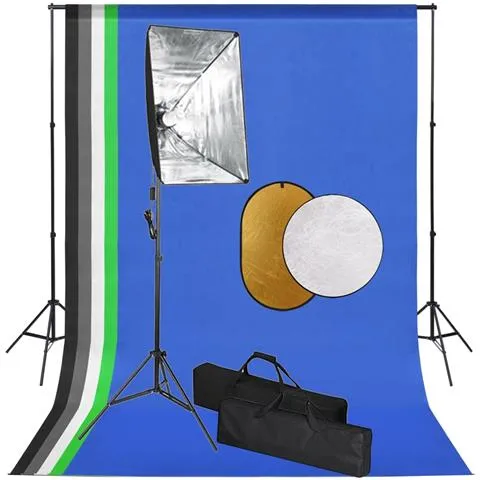 Kit Studio Fotografico Con Luci Softbox Fondale E Riflettore