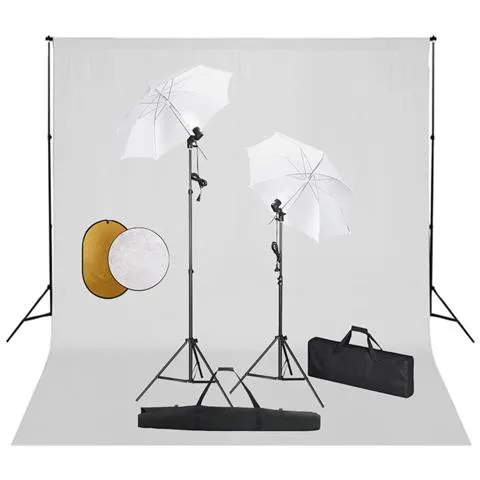 Kit Studio Fotografico Con Luci Ombrelli Fondale E Riflettore