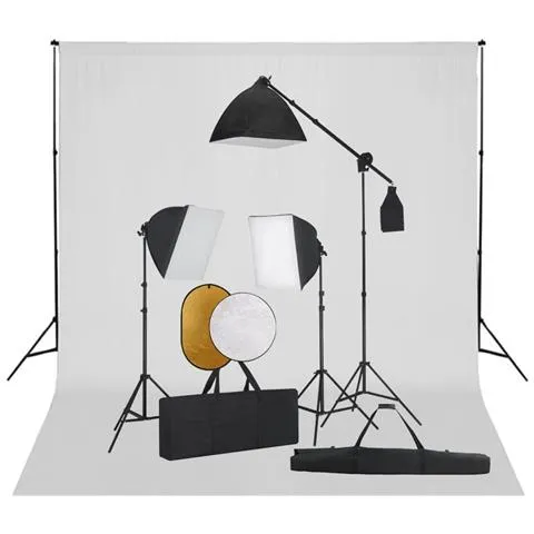 Kit Studio Fotografico Con Luci Softbox Fondale E Riflettore