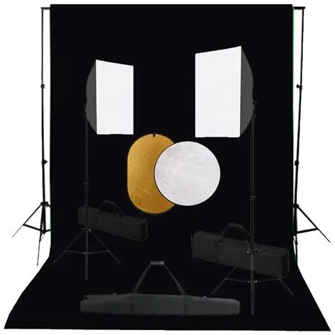 Kit Studio Fotografico Con Luci Softbox Fondale E Riflettore