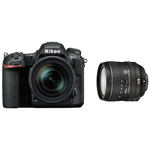 Kit Fotocamera Digitale Reflex D500 Nero Sensore CMOS 20.9MP 4K Ultra HD + Obiettivo AF-S Nikkor 16-80mm