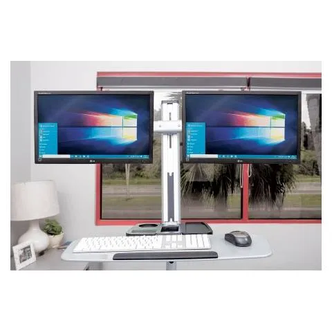 ICA-LCD 443G - Supporto universale da scrivania per due monitor fino a 27'' con porta tastiera e molla a gas