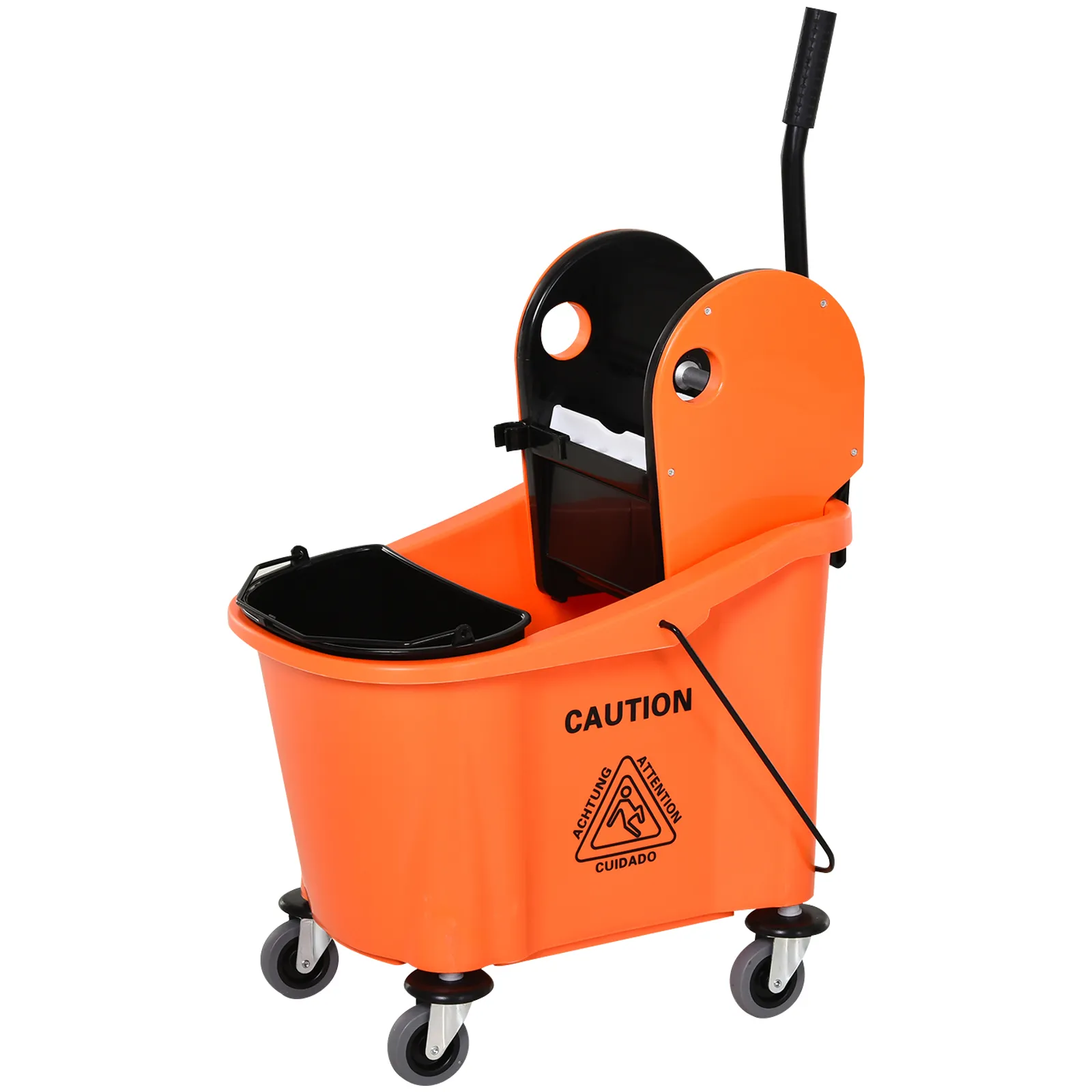  Carrello Secchio Carrello Pulizia da 9,5 galloni / 36L con strizzatore pressa verso il basso, Pastica PP, Arancia e nero Aosom