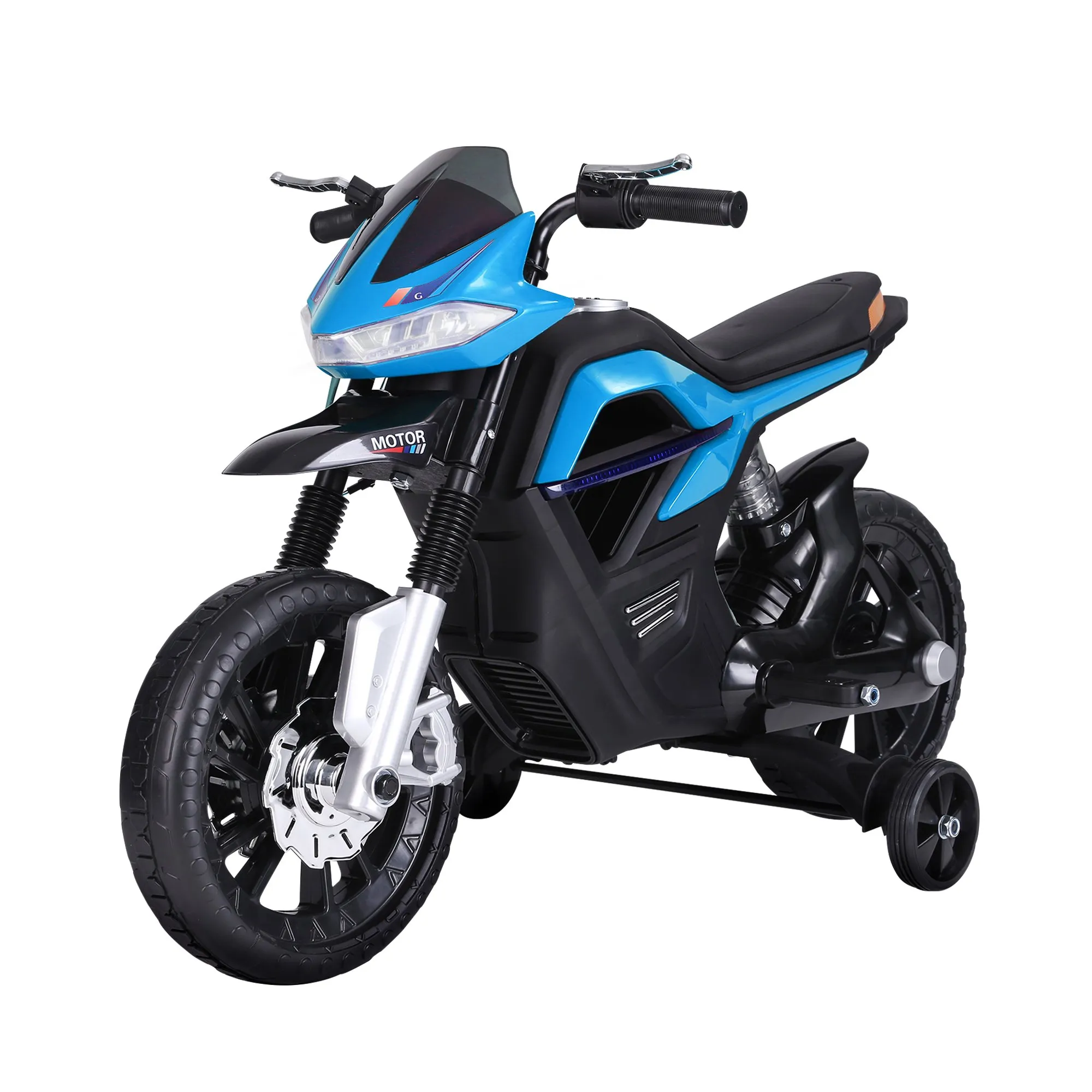  Moto Elettrica per Bambini a 3 ruote con Fari e Fanali Posteriori, Batteria 6V,Velocità 3km/h,105Lx 52.3Px 62.3Acm,Blu  Aoosm Italy Aosom