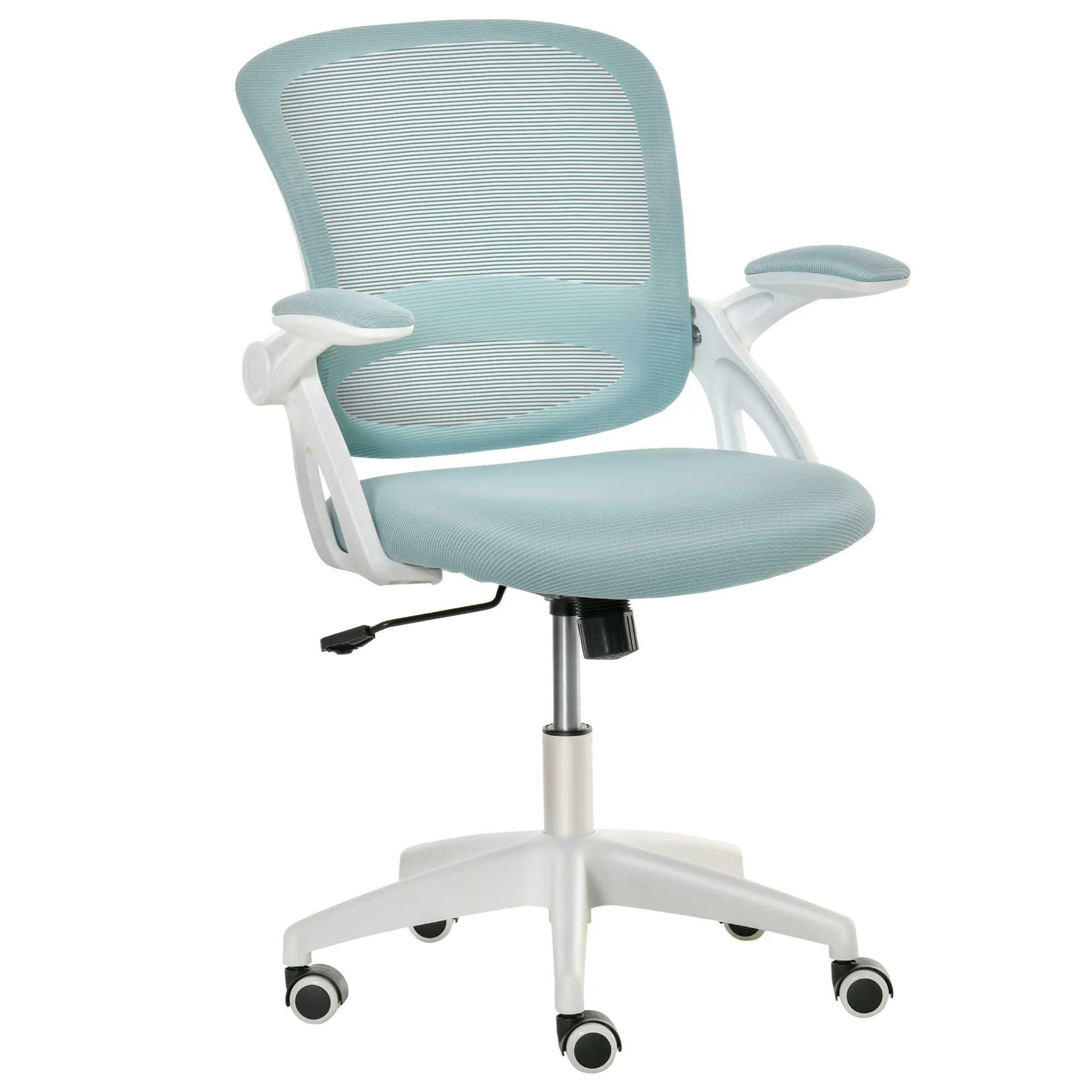  Sedia da Ufficio Ergonomica con Schienale a Rete e Seduta Imbottita, Altezza Regolabile, 65.5x61.5x88-97.5cm, Azzurro   Aosom