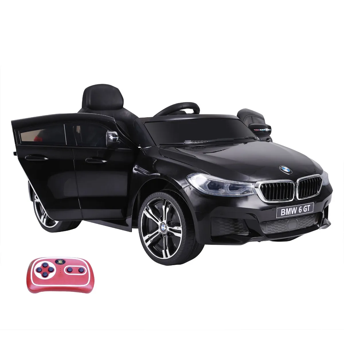 Homcom Auto Elettrica per Bambini 3-8 anni BMW 6GT con Telecomando Luci e Musica Massimo Carico 30kg Colore Nero Aosom