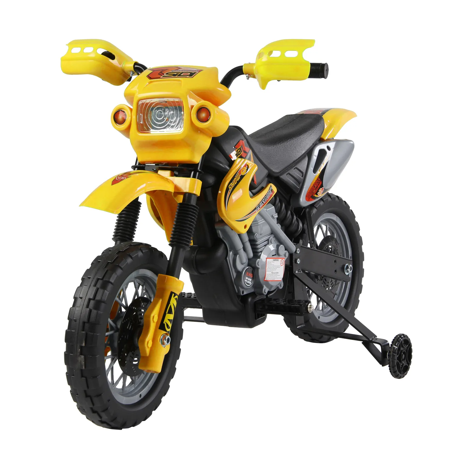  Moto Cross Elettrica per Bambini con Rotelle Giallo