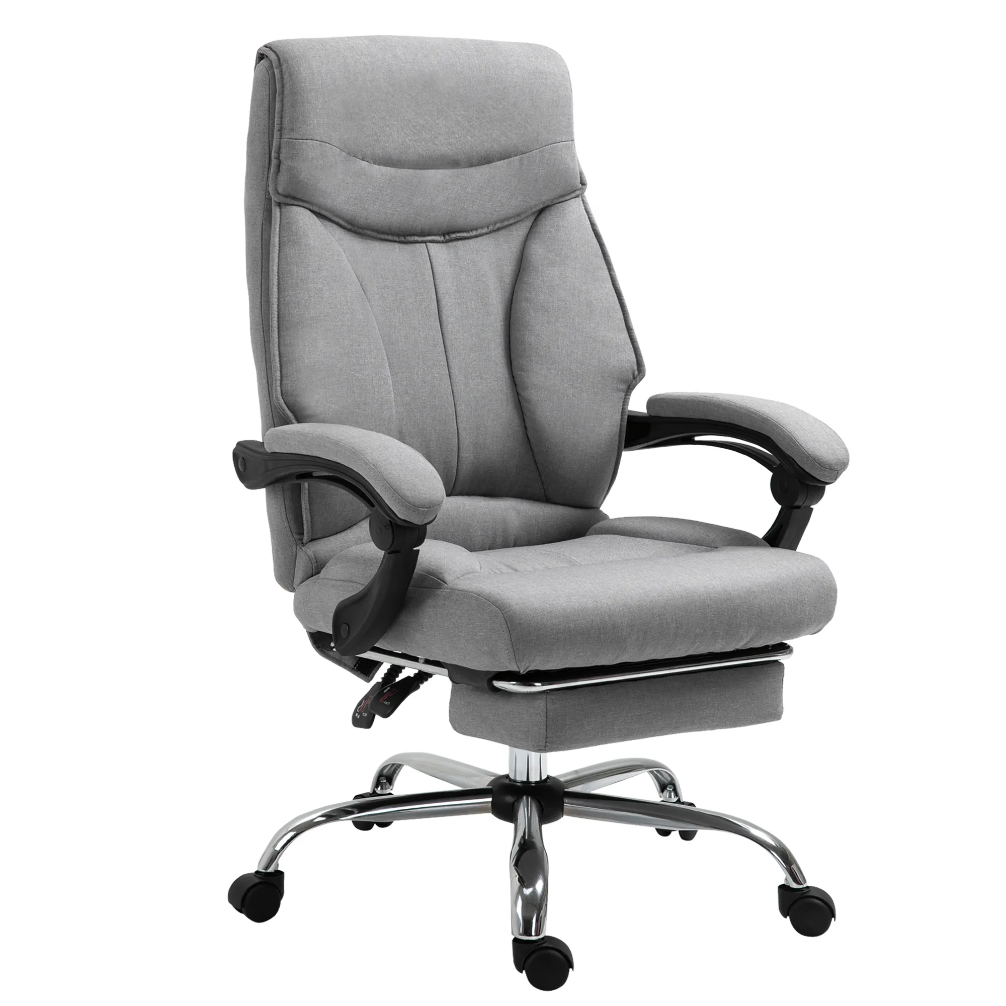  Poltrona Ufficio Grigio Girevole, Ergonomica, Poggiapiedi Retrattile, Reclinabile 135°, Altezza Regolabile - Comfort Unico Aosom