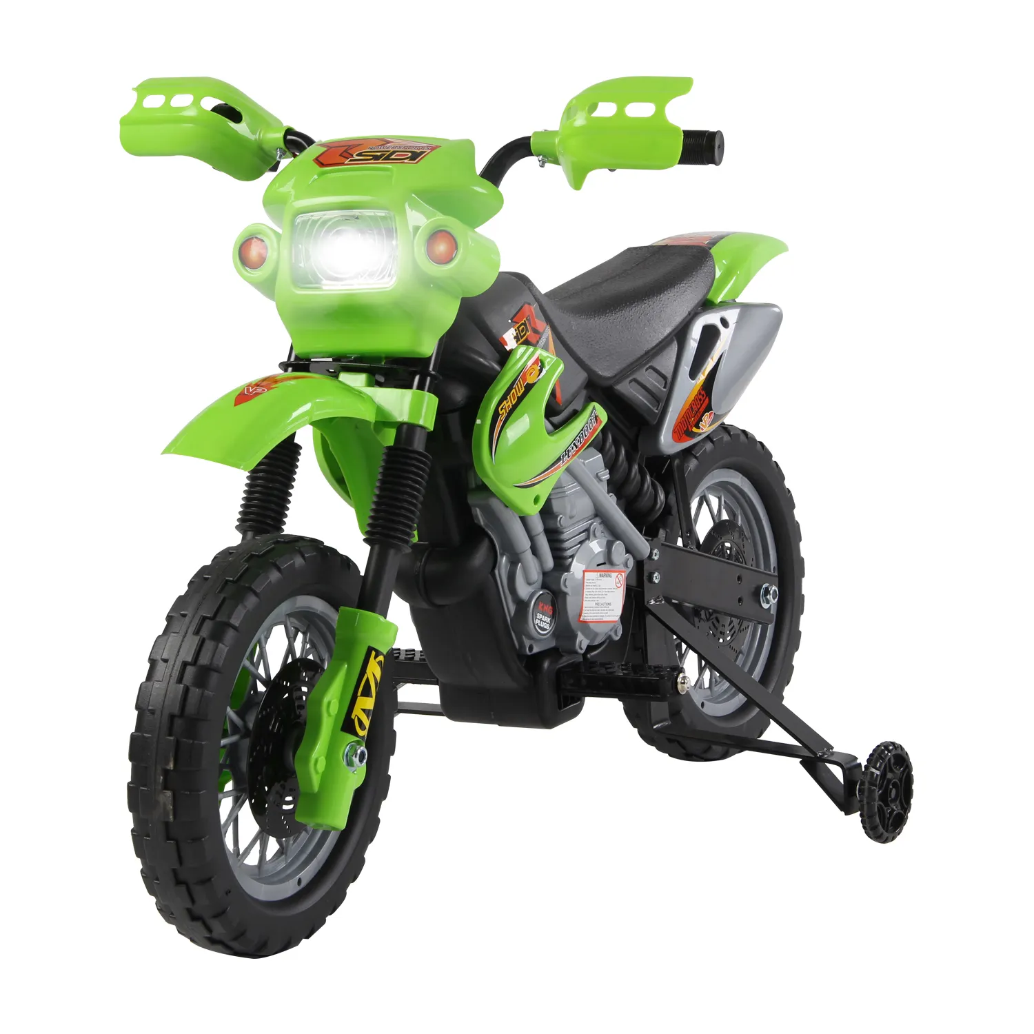  Moto Cross Elettrica con Rotelle Verde per Bambini 3 anni e più, Batteria 6V Velocità 2.5km/h, 102 x 60 x 66cm Aosom