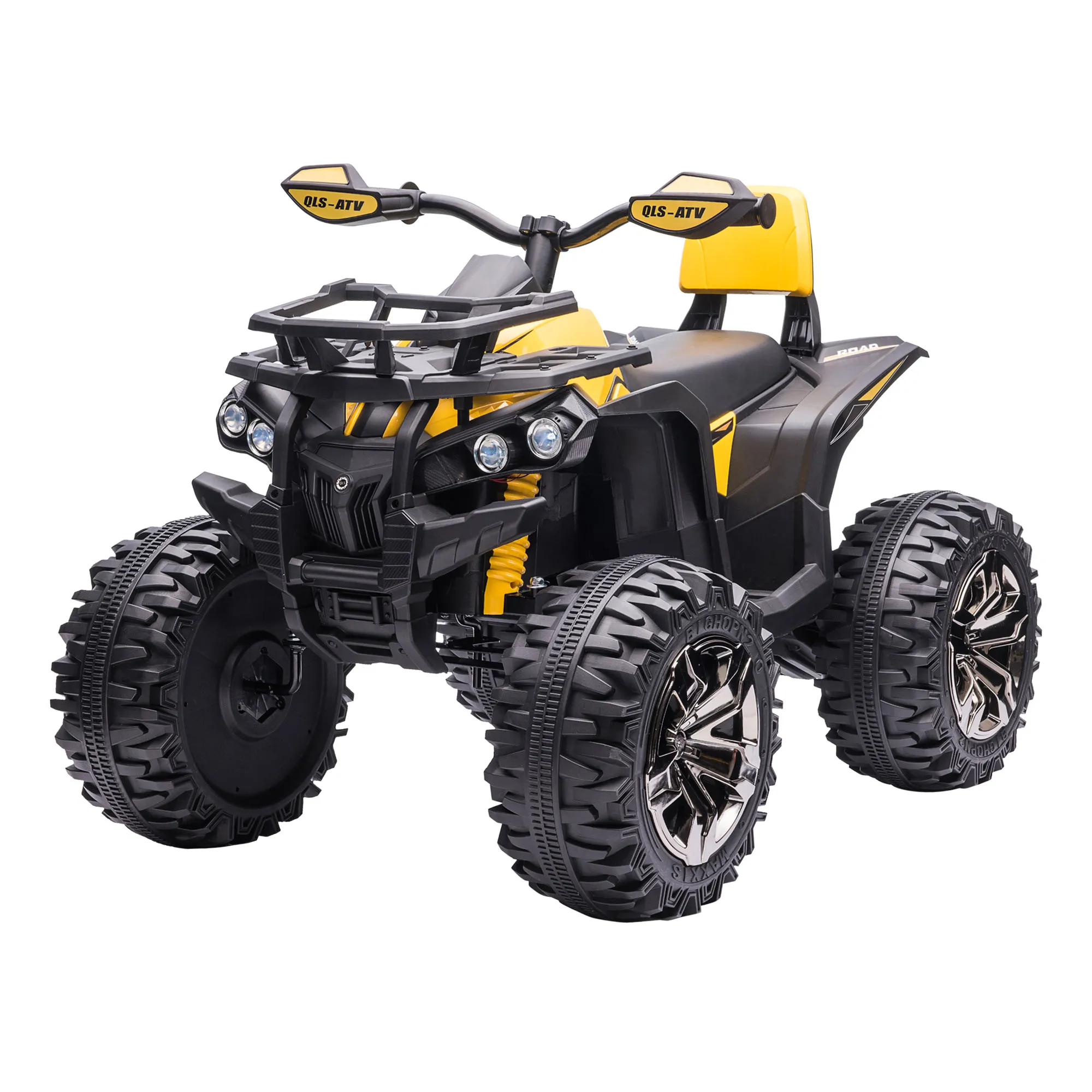  Quad per Bambini Elettrico 12V con Fari Funzionanti e Pedale, Batteria Ricaricabile, Età 3-5 Anni, 100x65x73cm, Giallo Aosom