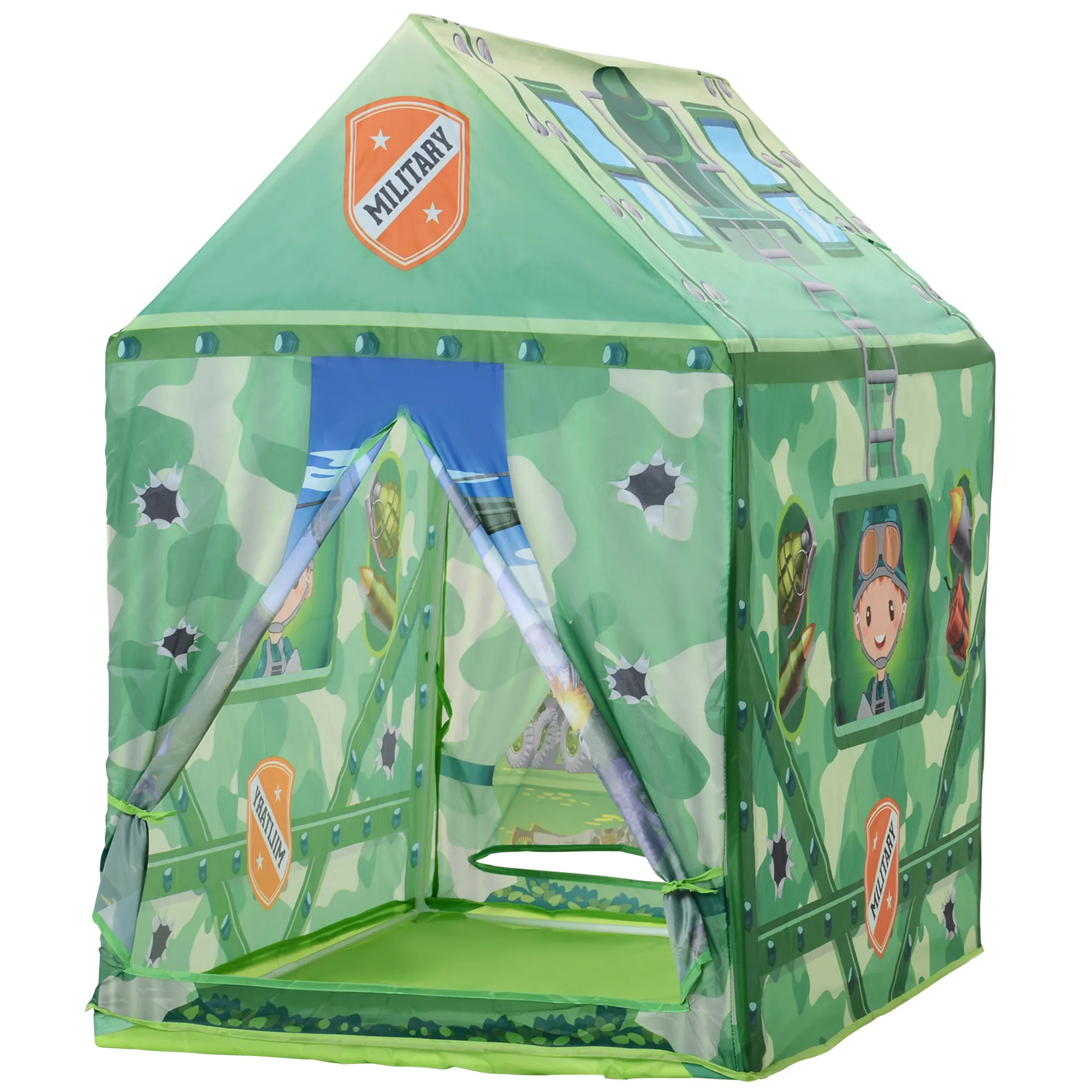 Homcom Tenda Gioco Mimetica per Bambini 3+ Anni per Interno e Esterno Verde 93x69x103cm