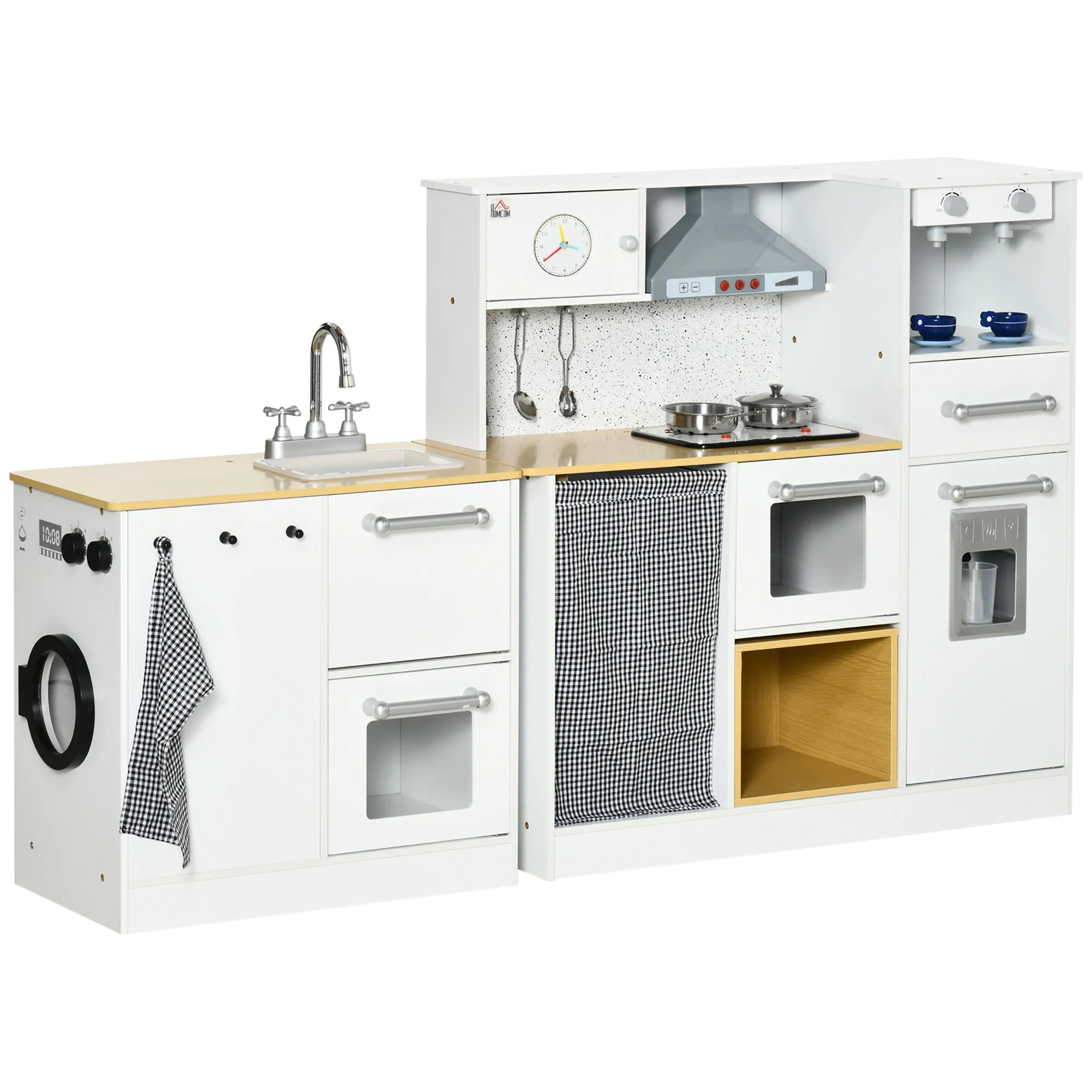  Cucina Giocattolo per Bambini 3-6 Anni con Utensili Luci e Suoni in MDF e PP Divertente e Istruttiva per Gioco di Ruolo Aosom