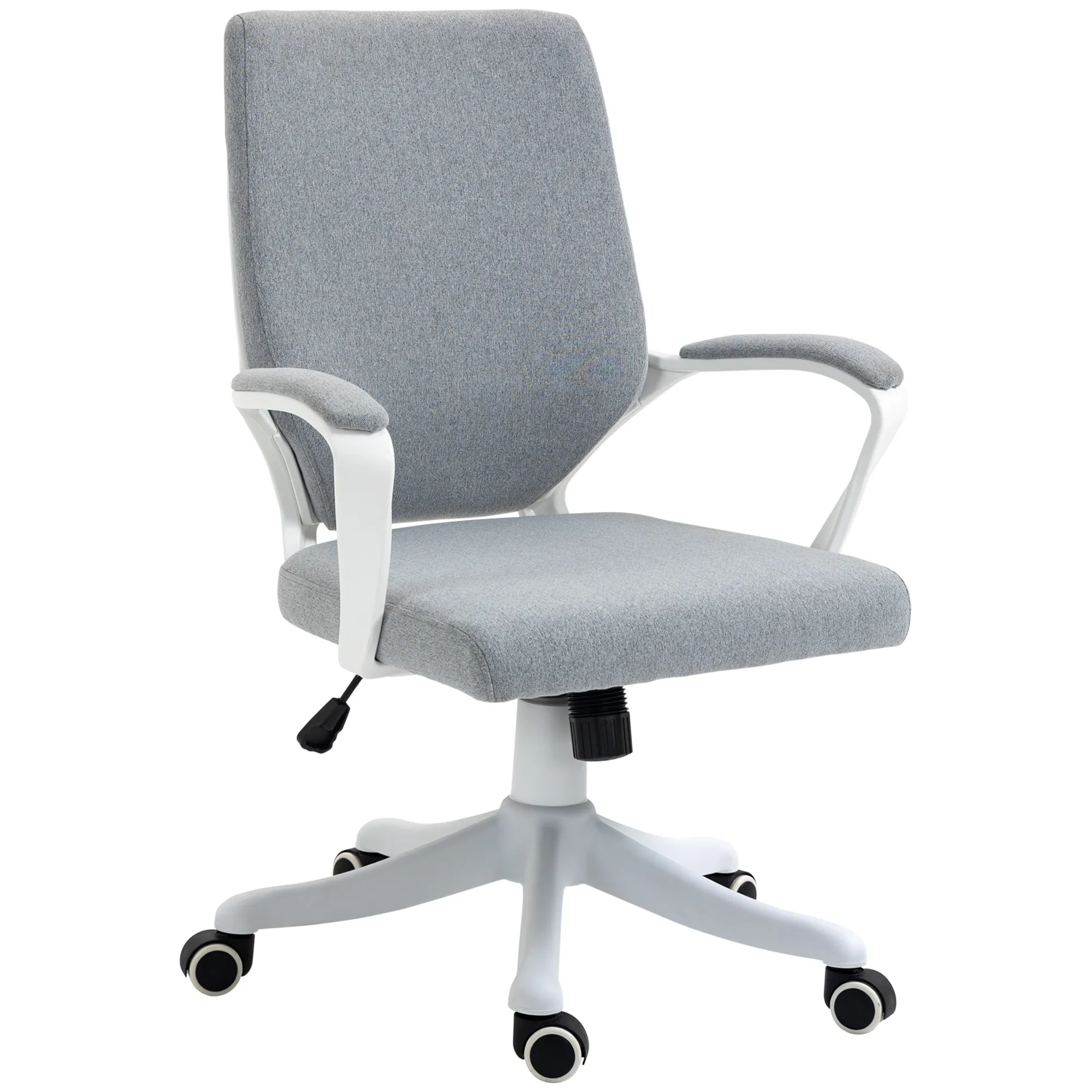  Sedia Ufficio Ergonomica Grigio Bianco, Altezza Regolabile, Funzione Dondolo, Girevole, 62x69x92-100cm - Aosom Comfort Dinamico Aosom