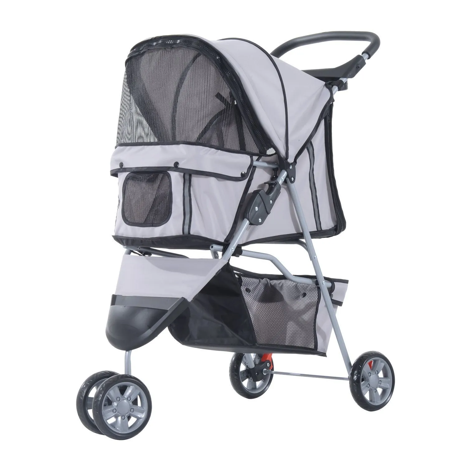  Passeggino per Cani Carrello per Animali Domestici, Grigio, 75 x 45 x 97cm