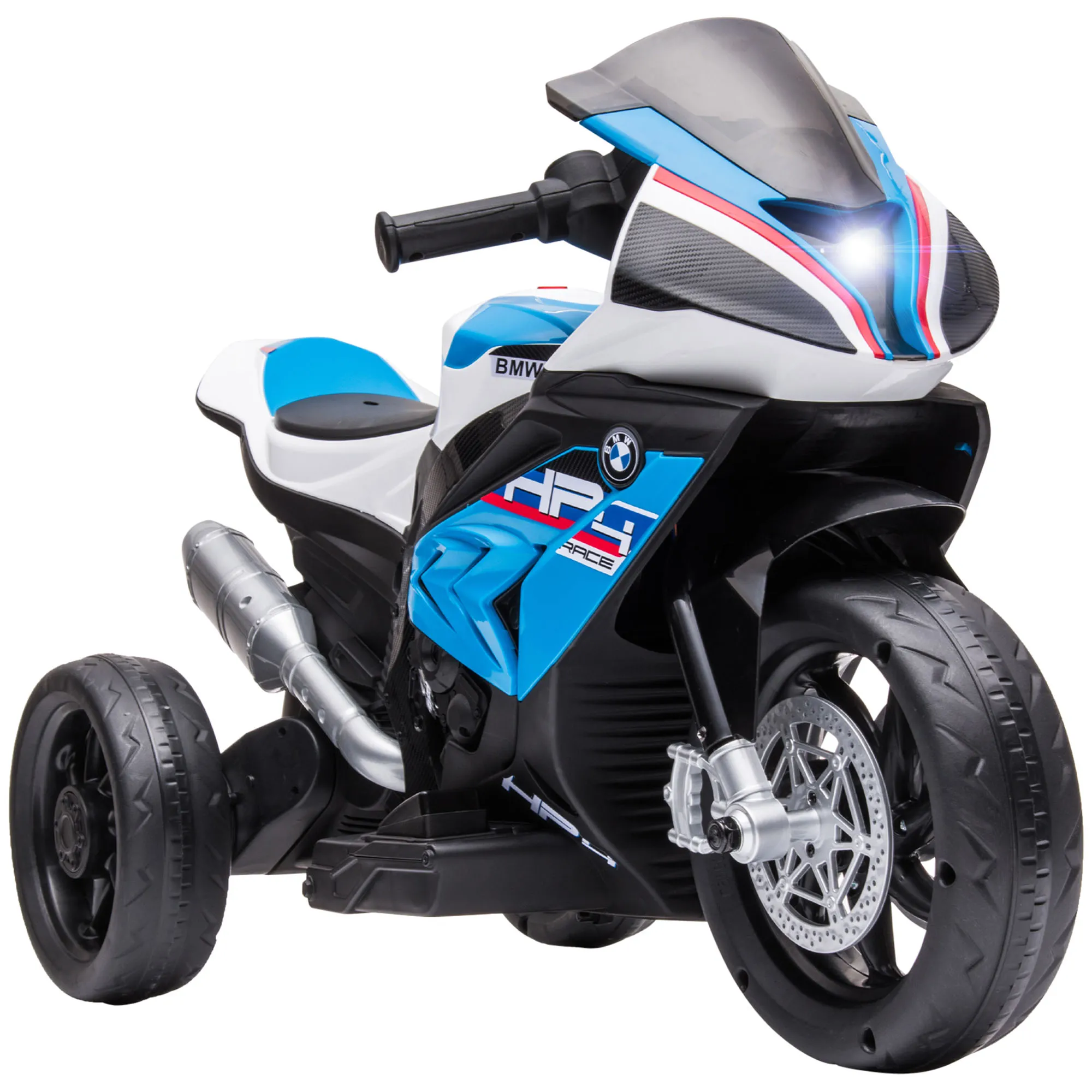  Moto Giocattolo BMW HP4 per Bambini 18-60 Mesi, con Fari, Musica e Pedali, in PP e Metallo, 82.5x42x54 cm - Blu Aosom