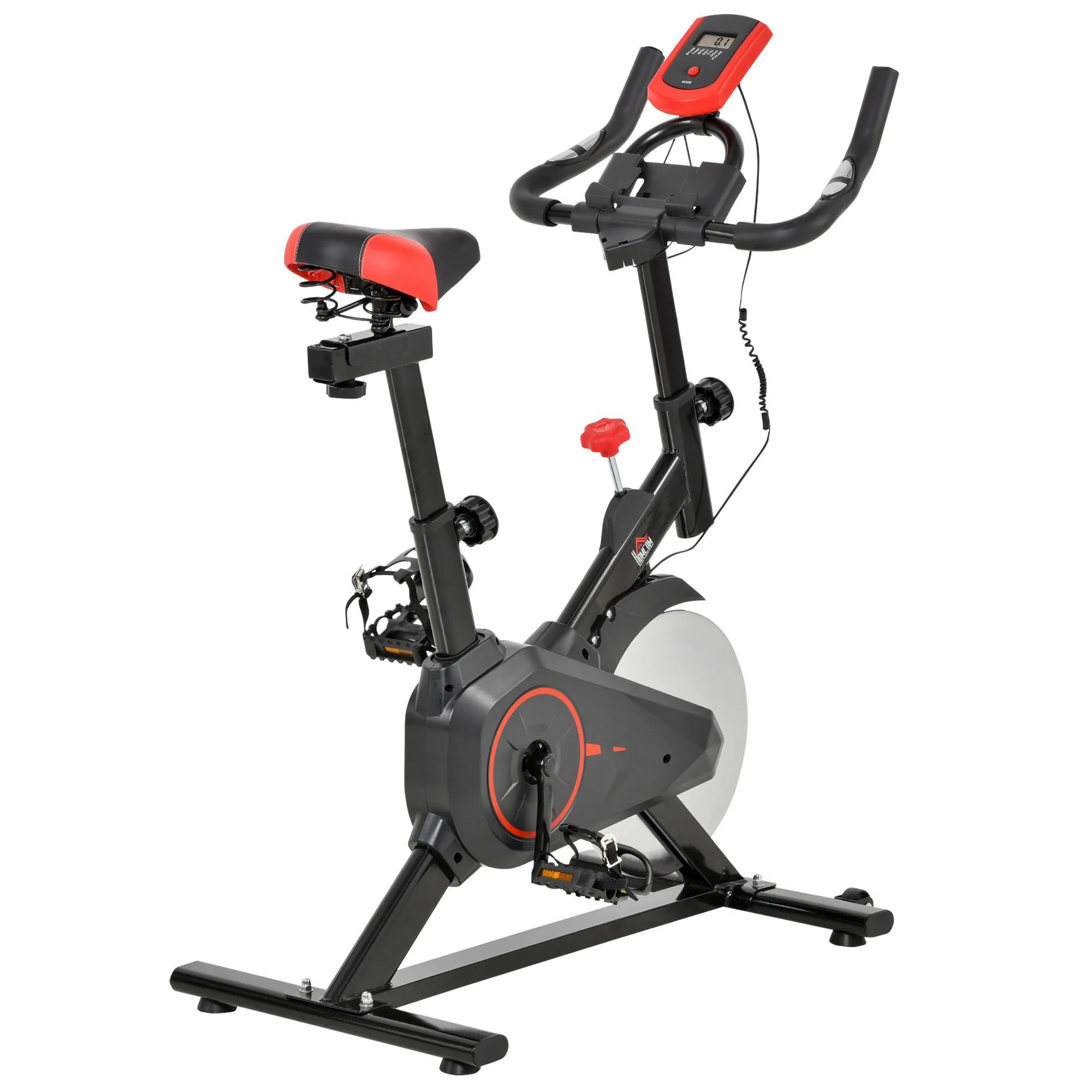  Cyclette Professionale da Camera con Sella Regolabile, Monitor e Volano 6kg, Allenamento Aerobico Fitness, 85×46×114cm Aosom