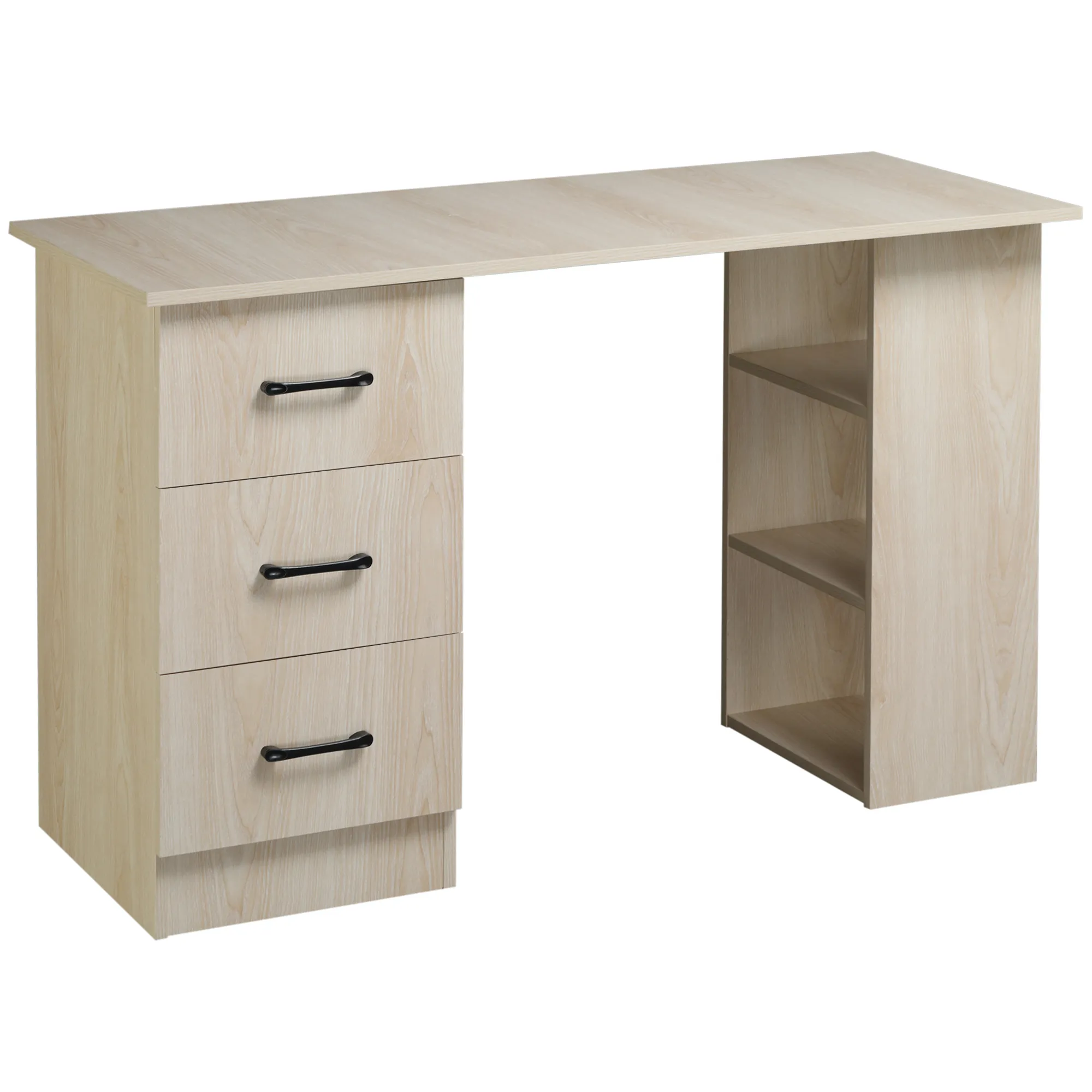  Scrivania Porta PC con 3 Cassetti e 3 Ripiani, Scrivania per Camera e Ufficio in Legno 120x49x72cm Aosom