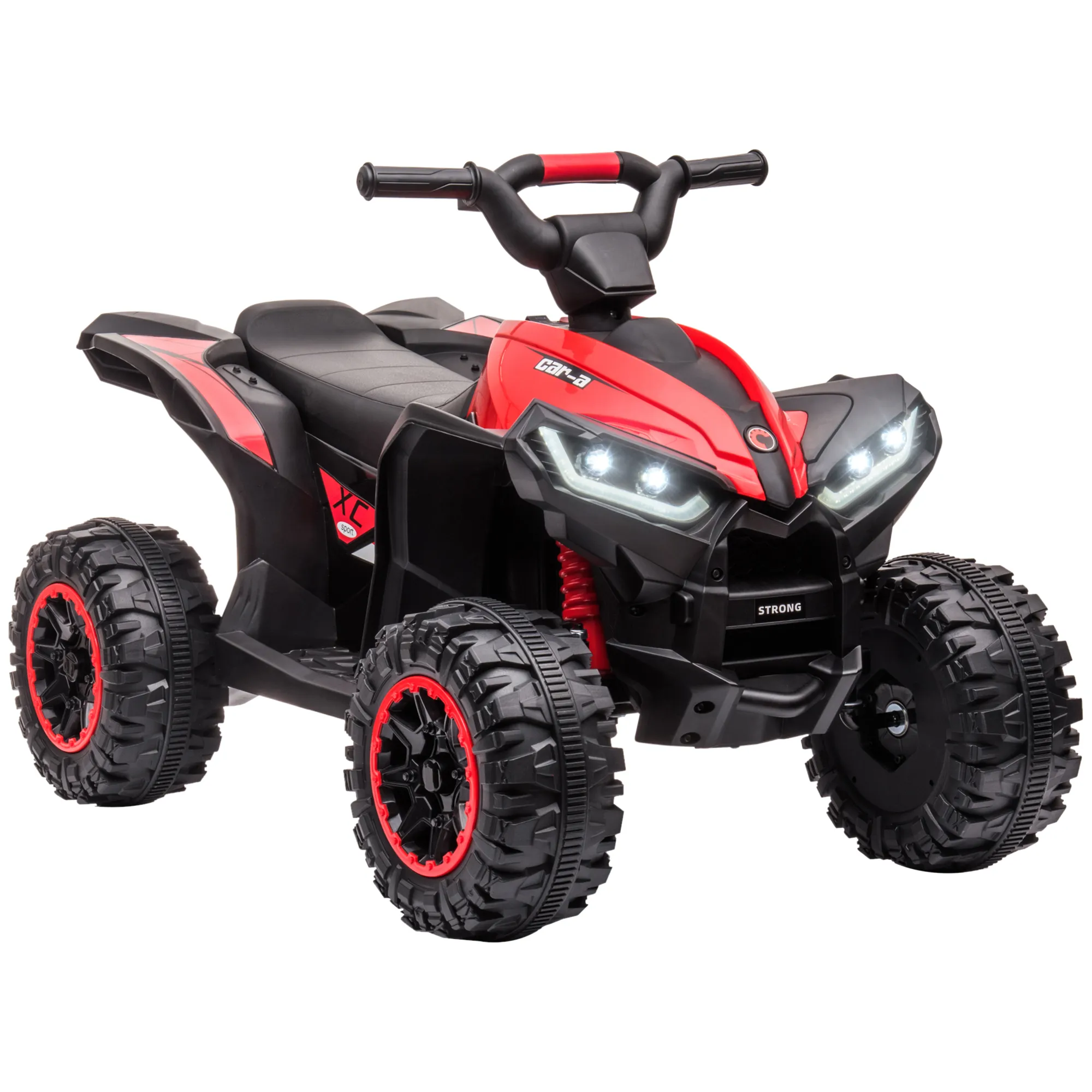  Quad Elettrico per Bambini 12V, 2 Velocità, Ruote Larghe con Sospensioni e Fari LED, Età 3-5 Anni, Rosso Aosom