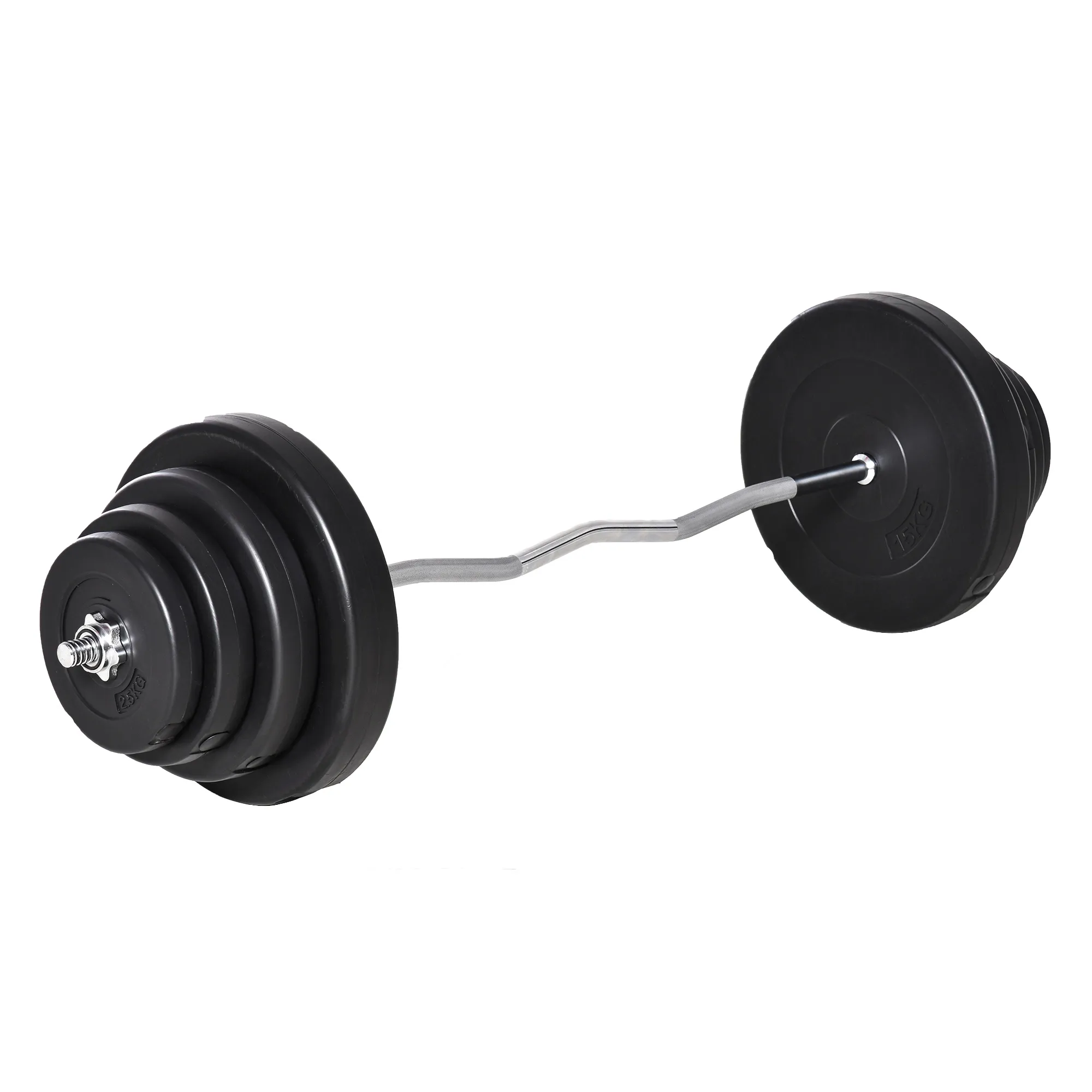 Bilanciare Set Curvo da 70kg con 8 Dischi Pesi e Barra Curva in Acciaio, Allenamento a Casa e Palestra, 140x38.5x38.5cm Homcom