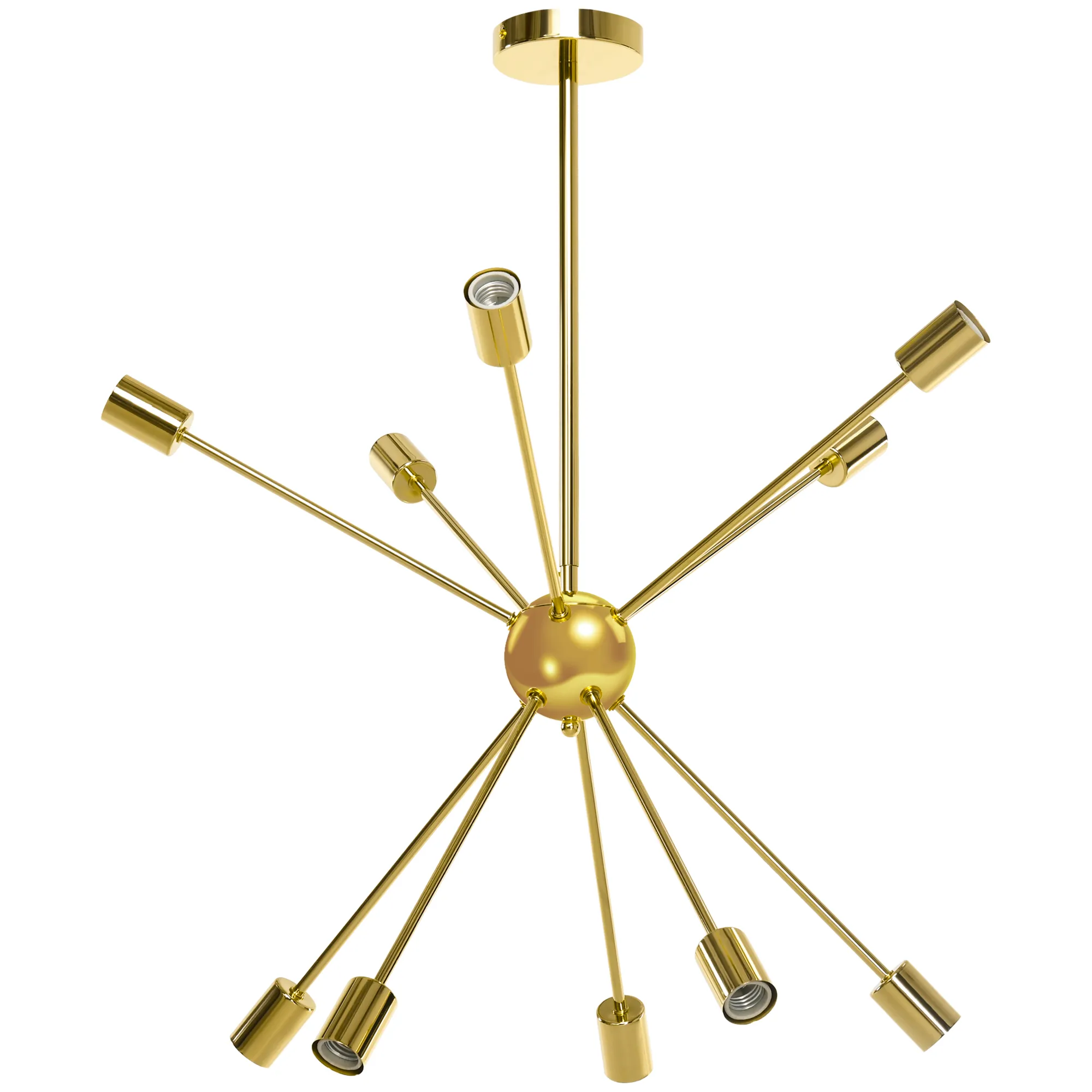  Lampada a Sospensione in stile Sputnik in Metallo Oro con 10 Luci per Cucina, Soggiorno e Camera da Letto, 65x65x78.5 cm