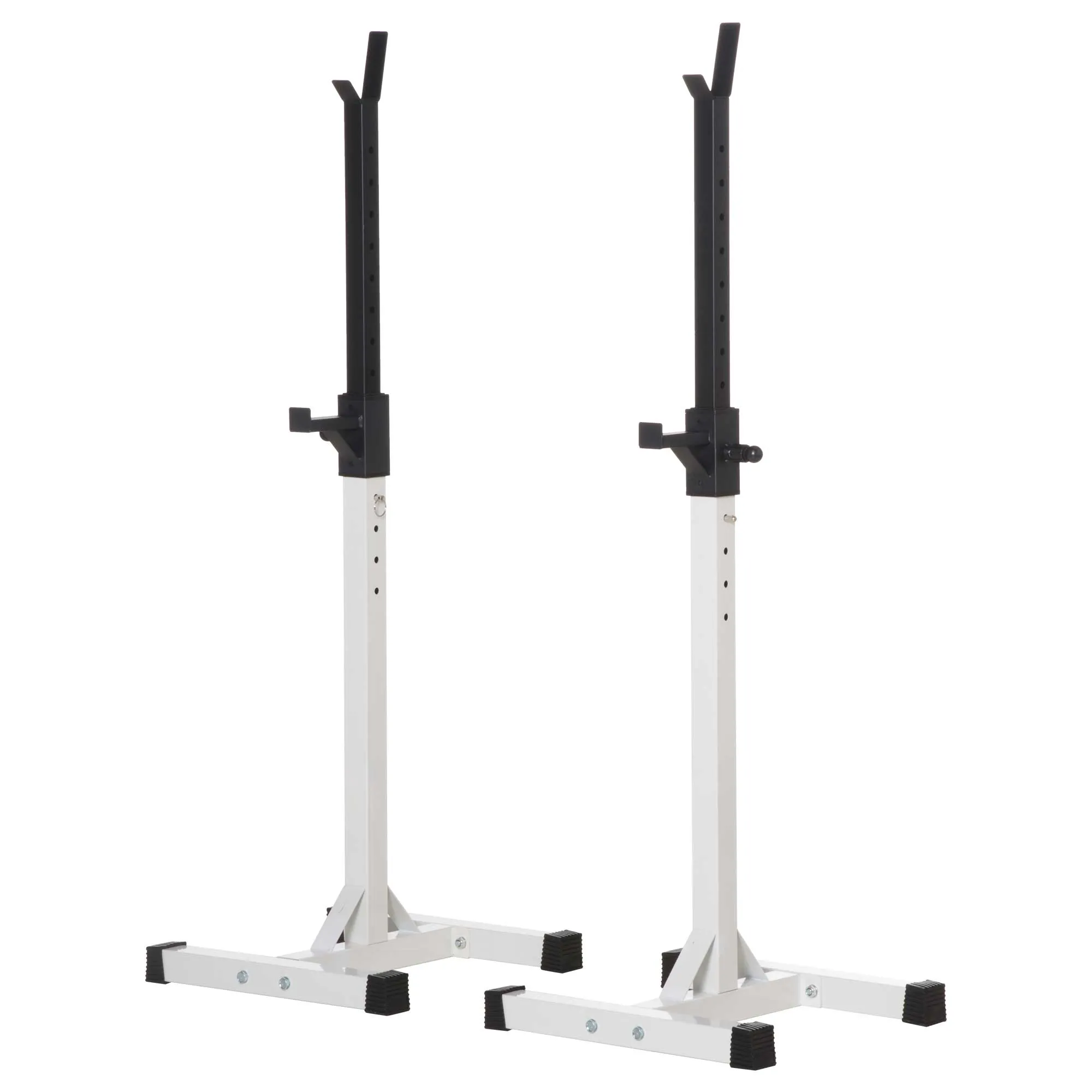  Supporto Porta Bilanciere Universale per Casa e Palestra, Squat Rack Altezza Regolabile in Acciaio Carico Massimo 150kg, Bianco e Nero