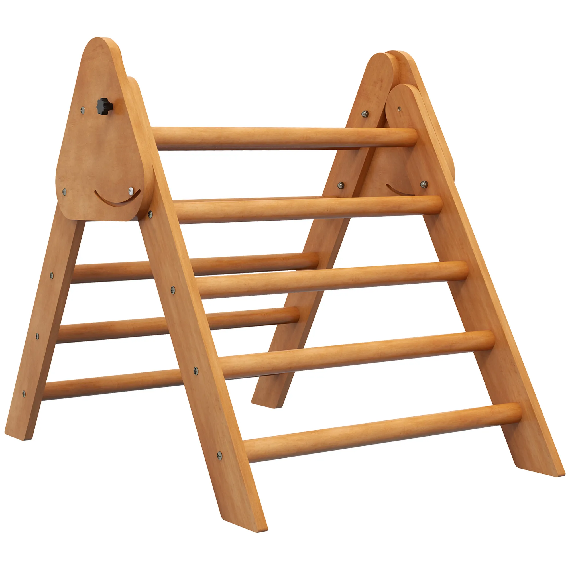  Triangolo di Pikler Pieghevole, Scala a Triangolo per Bambini 3+ Anni in Legno di Faggio, 90x64x70 cm, Marrone chiaro Aosom