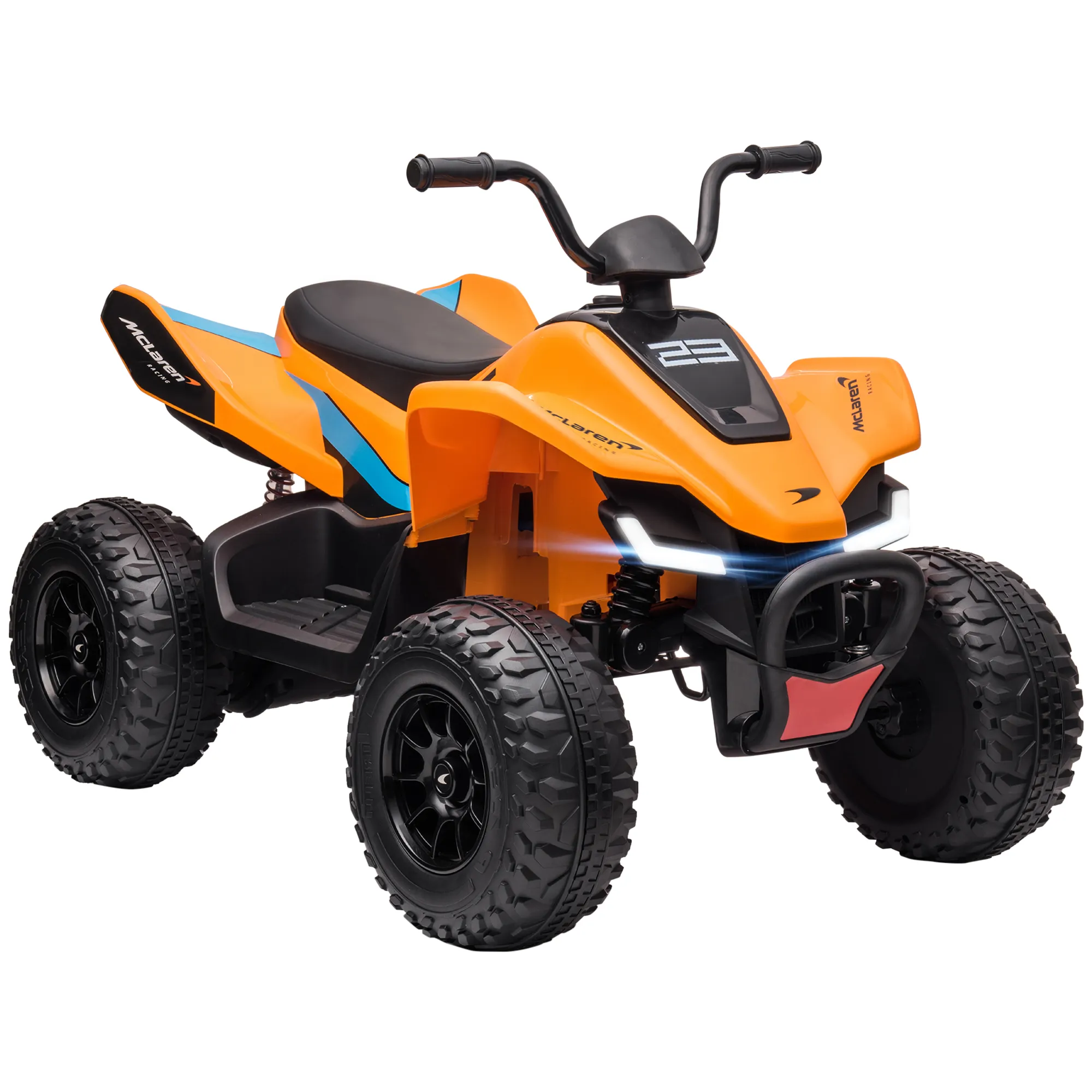  Quad per Bambini 3-8 Anni con Licenza McLaren e Fari LED, 107x71x73.5 cm, Nero e Arancione Aosom