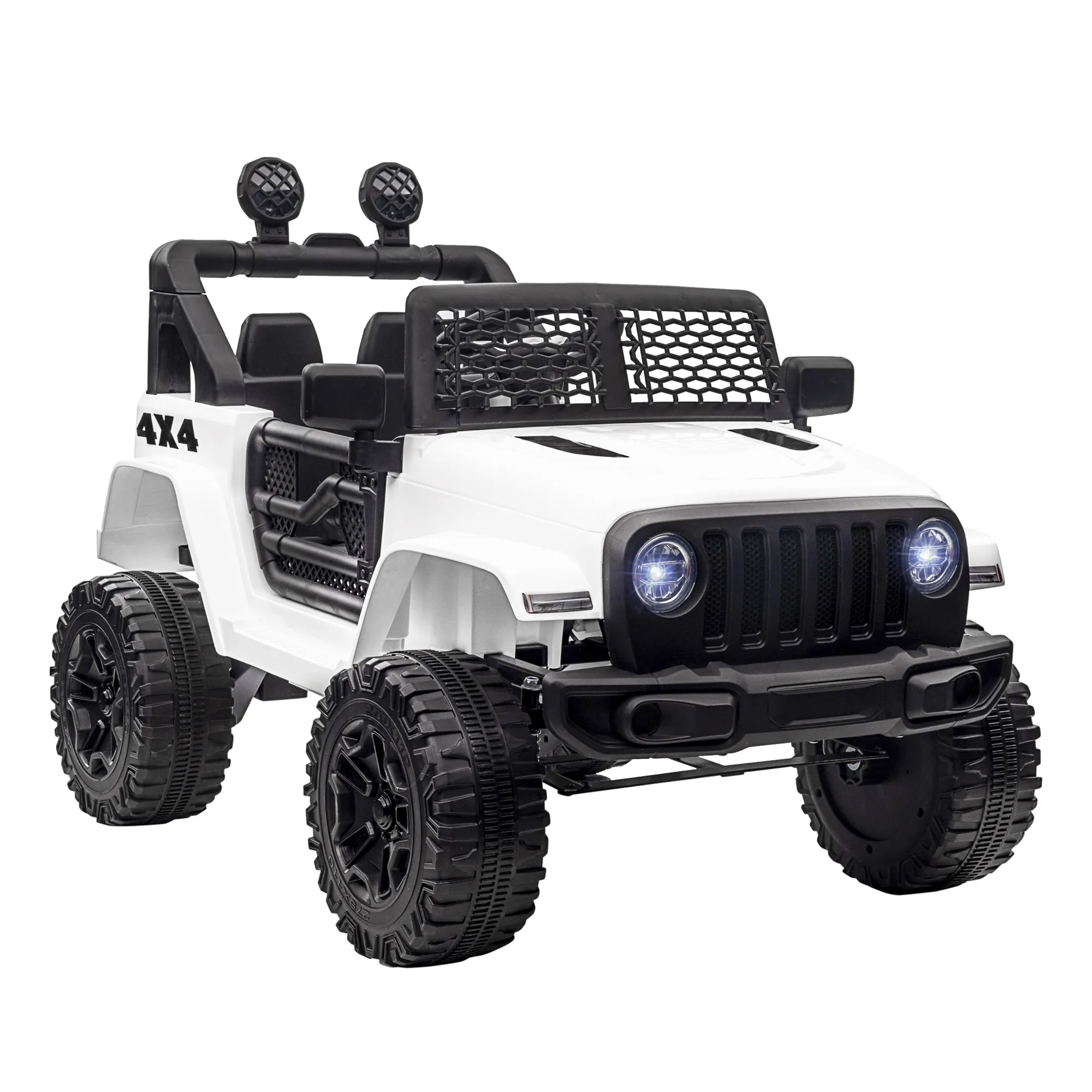  Macchina Elettrica per Bambini Jeep Fuoristrada con Telecomando e 2 Velocità, 100x65x72 cm, Bianco Aosom