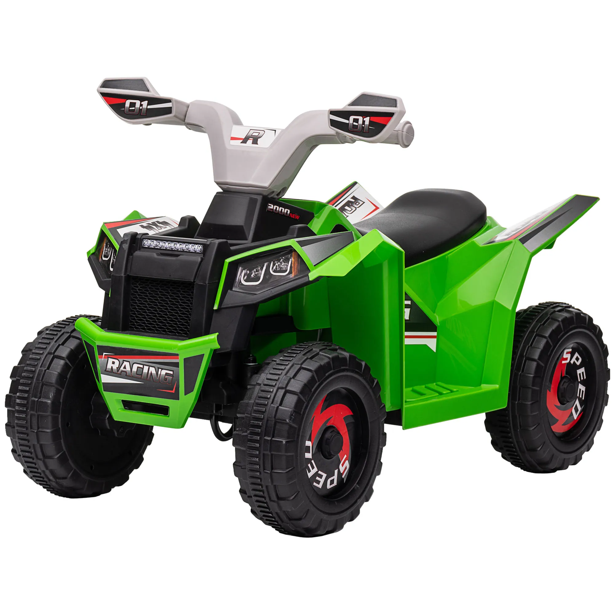  Quad per Bambini 18-36 Mesi in PP e Metallo, Velocità max 2.5 km/h, 70x41.5x48.5 cm, Verde Grigio e Nero Aosom