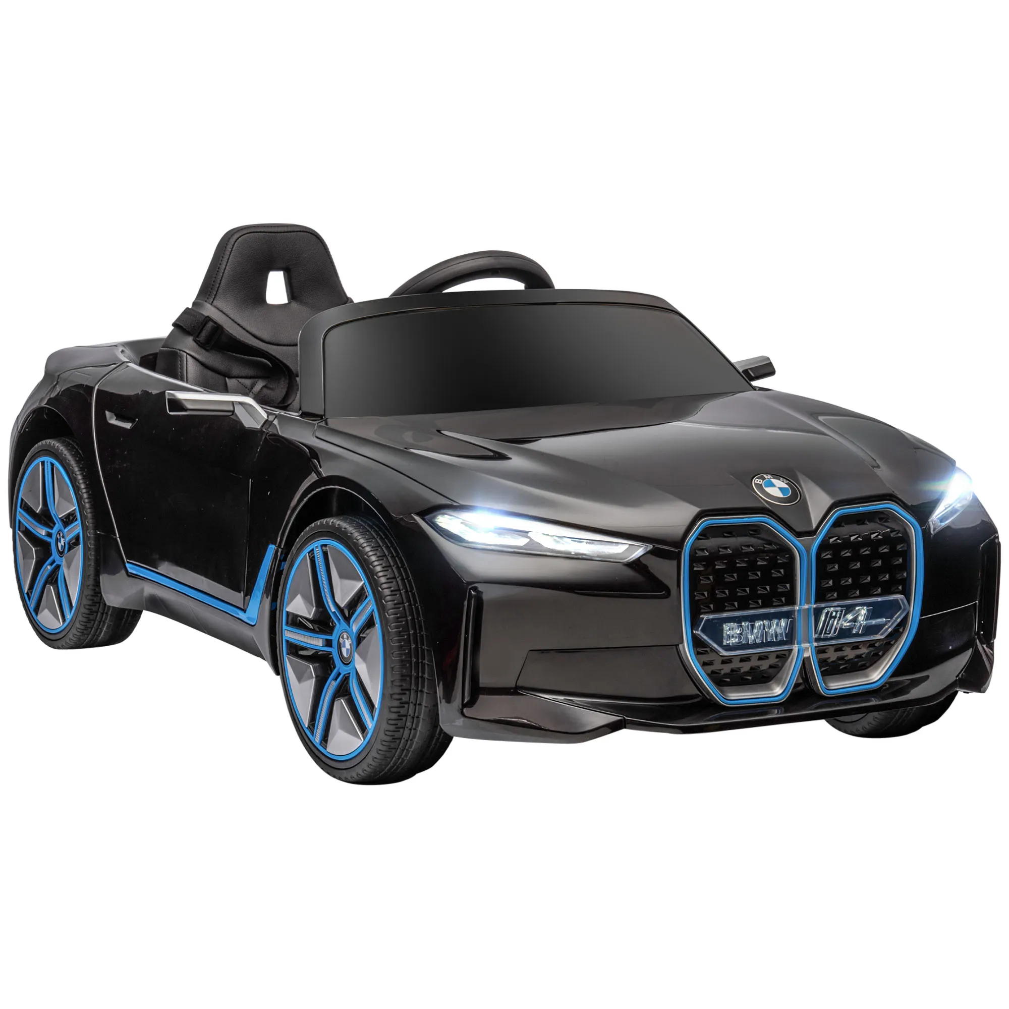  Macchina Elettrica Licenza BMW per Bambini 3-8 Anni, con Telecomando, Clacson e Fari, 115x67x45 cm - Nera Aosom