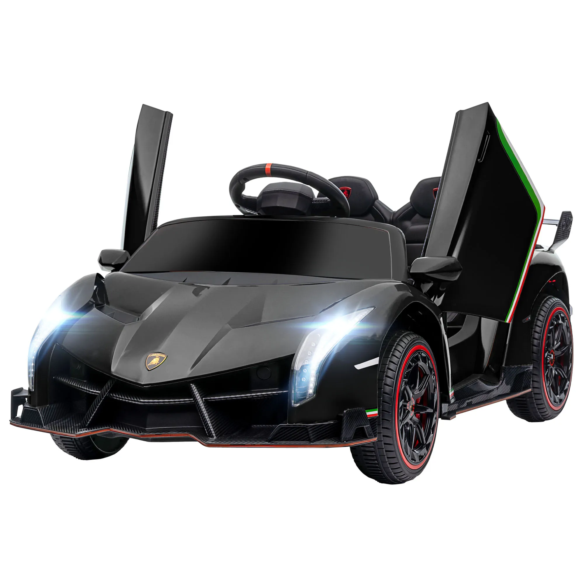  Macchina Elettrica per Bambini Lamborghini Veneno 12V con Telecomando, Età 3-6 Anni, Nero Aosom