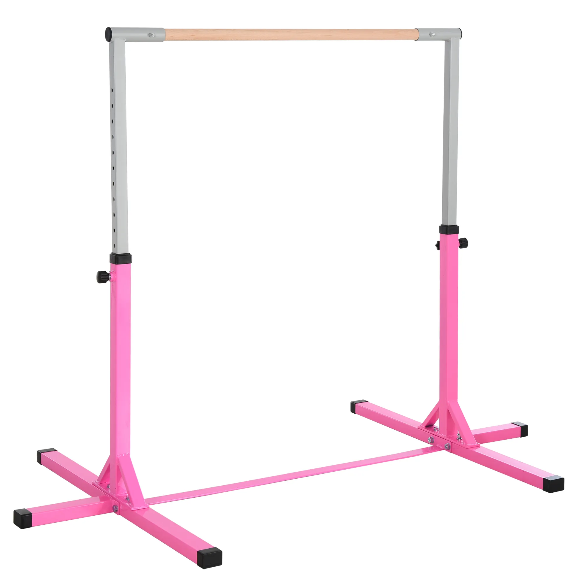 Sbarra per Ginnastica Artistica Sbarra Danza Classica Panche e attrezzi Rosa e grigio 197L x 121P x 92-150Acm  Acciaio, Legno di faggio Homcom Aosom