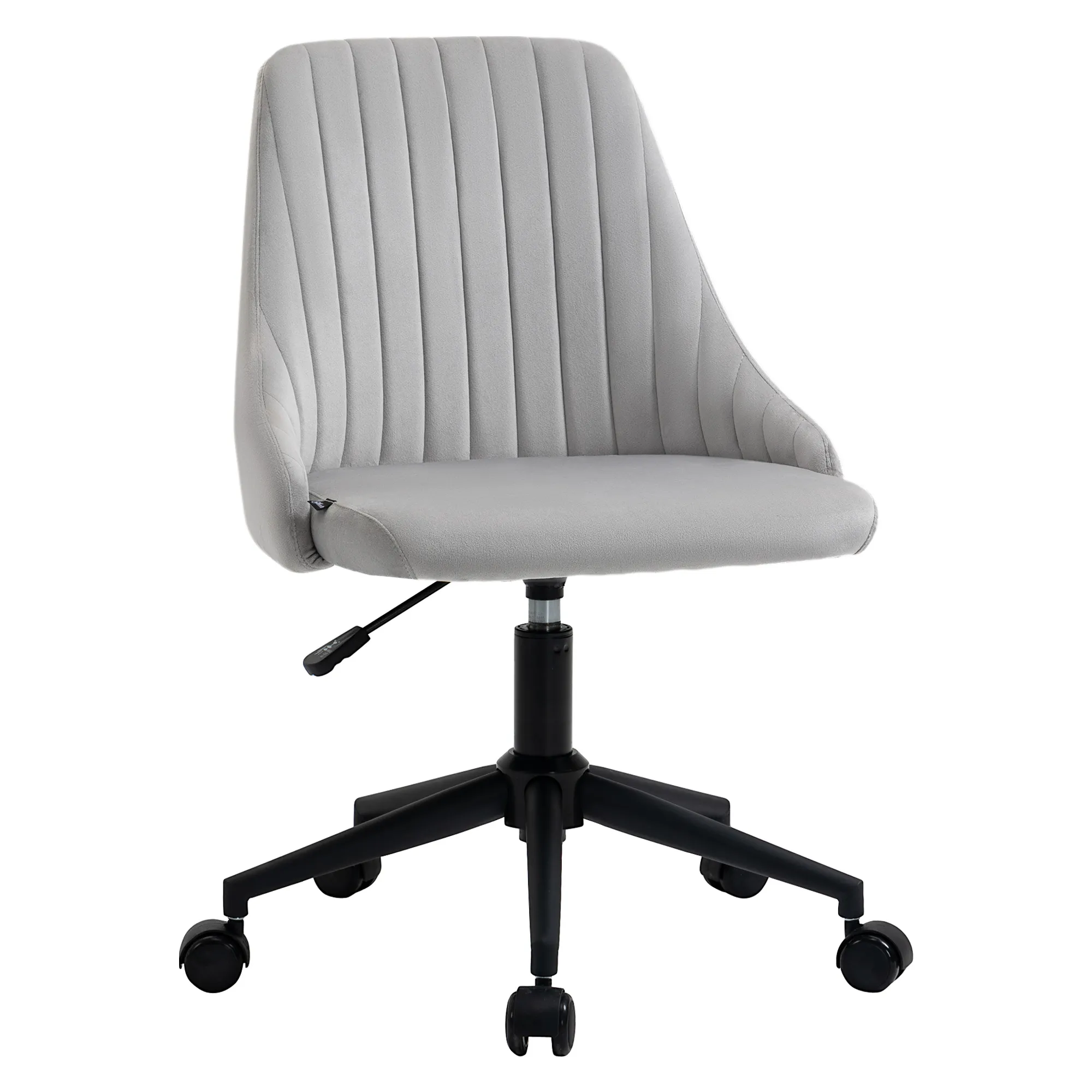  Sedia da Ufficio in Velluto Grigio con Altezza Regolabile, Sedia Ergonomica Girevole a 360° e Ruote, 50x58x77-85cm Aosom Sedie Ufficio