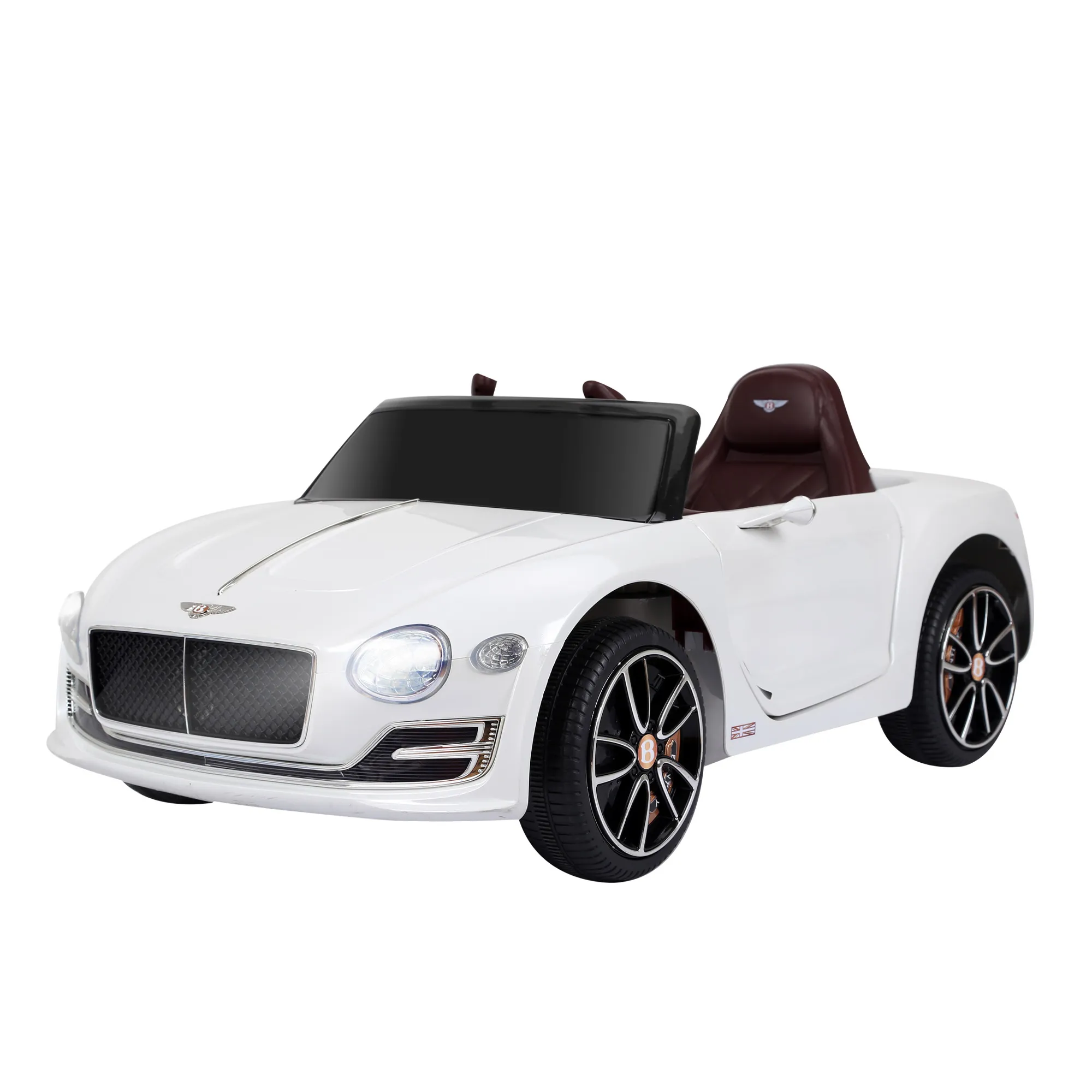  Macchina Elettrica per Bambini Bentley con 2 Portiere Guida Manuale e Telecomando, Fari e Suoni, 108x60x43cm, Bianco