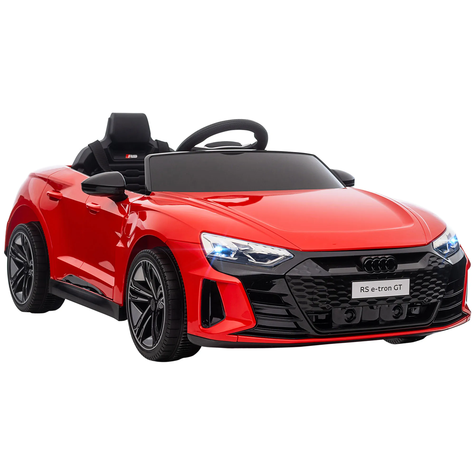  Macchina Elettrica per Bambini 37-60 Mesi Licenza Audi con Pulsanti Realistici, Cinture di Sicurezza e Fari, 103x58x41 cm, Rossa e Nera Aosom