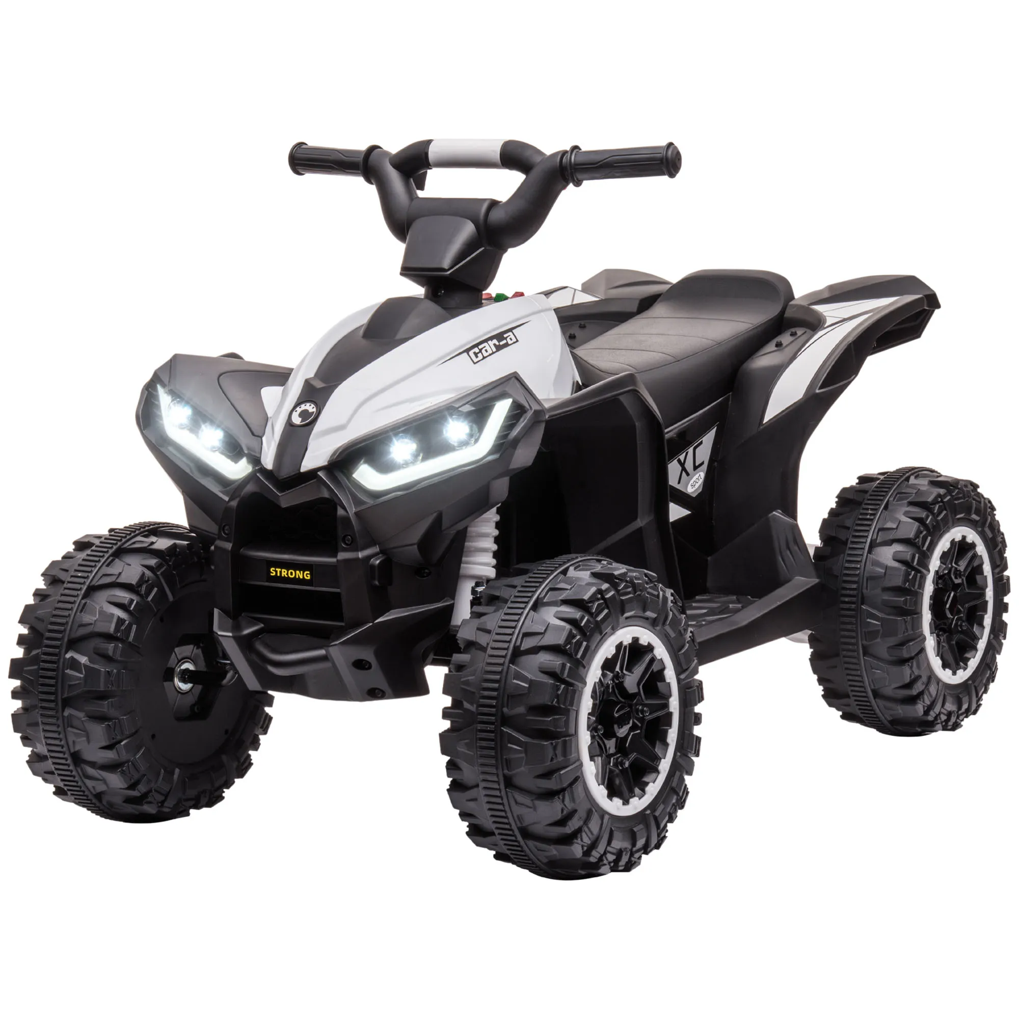  Quad Elettrico per Bambini 3-5 Anni 12V con 2 Velocità Ruote Larghe Sospensioni e Fari LED Sicuro e Divertente Bianco Aosom